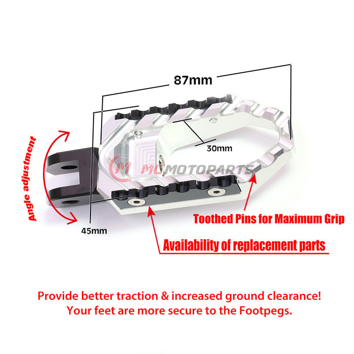 Rear MC Motoparts touring wide foot pegs for Ducati 1199 and 1299 Panigale, standard type, black finish, durable motorcycle accessories