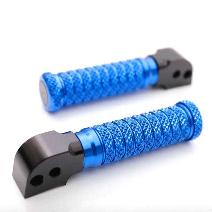 Ducati Hypermotard rear foot pegs by MC Motoparts, standard pole style, mounted on motorcycle with black finish.