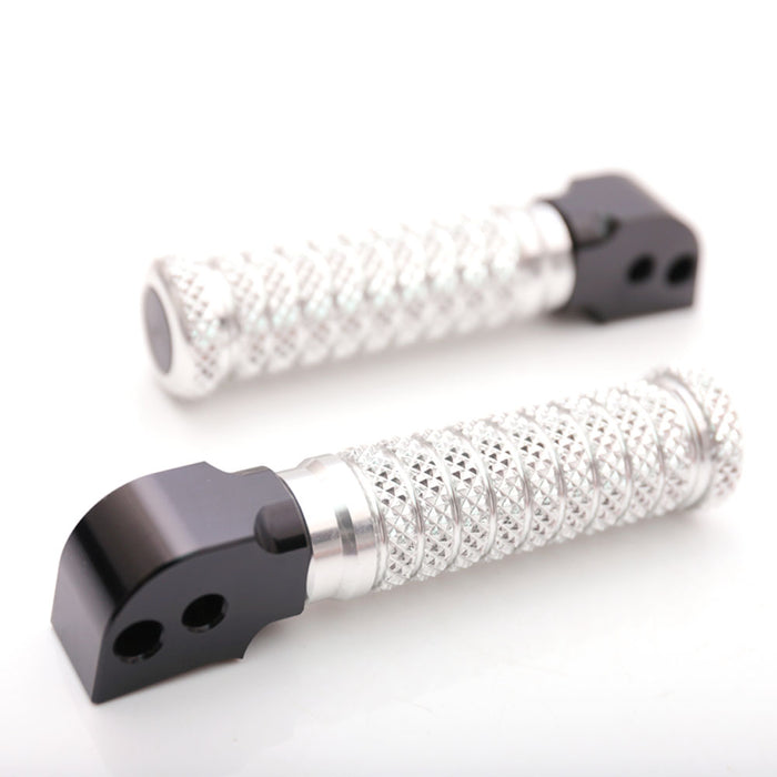 Rear Harley Davidson Sportster Iron Dyna pole foot pegs by MC Motoparts, showing black metal foot peg with textured surface and mounting hardware.
