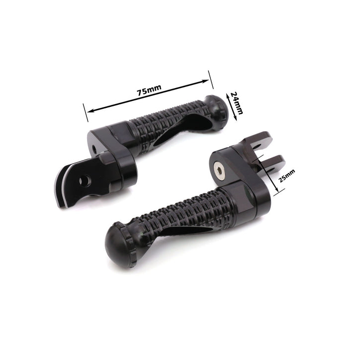 Black shadow 40mm extension rear foot pegs for Honda CB650F CBR650F, made by MC Motoparts, designed for lowering and improved comfort.