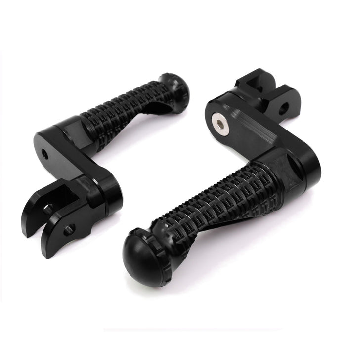 Black rear 40mm extension foot pegs for Honda CB650F CBR650F Black Shadow by MC Motoparts, designed for lowered riding stance.