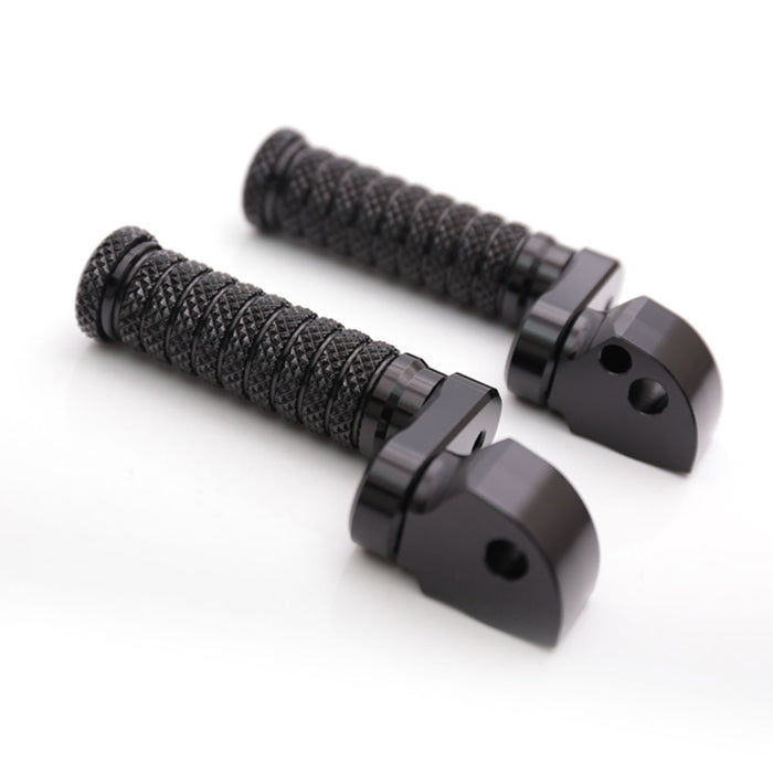 Black 25mm adjustable rear foot pegs for Honda CBR1000RR and CBR600RR by MC Motoparts, designed for motorcycle rider comfort.