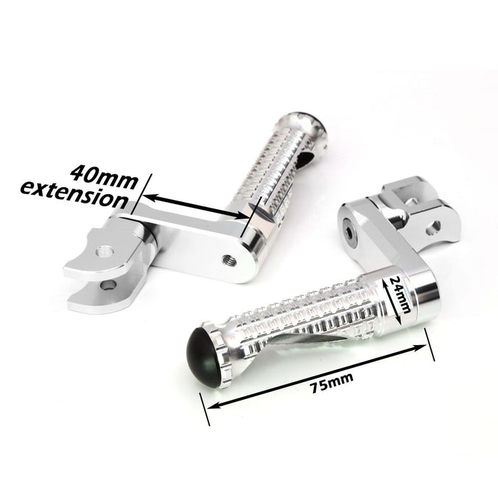 Rear 40mm adjustable M-PRO foot pegs for Honda CBR1000RR and CBR600RR motorcycle, with detailed metal finish.