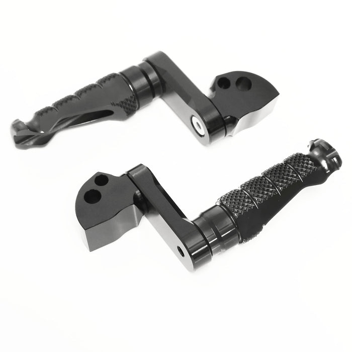 Rear 40mm adjustable extension foot pegs for Honda CBR1000RR and CBR600RR by MC Motoparts, shown in black with mounting hardware.