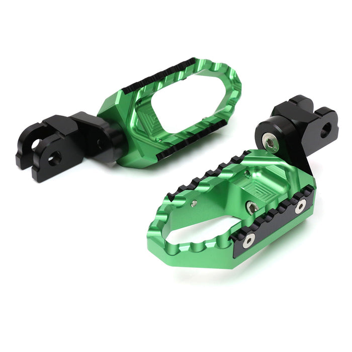 Rear 25mm adjustable touring wide foot pegs for Kawasaki Z750 Z1000 by MC Motoparts, with extended support and black finish.