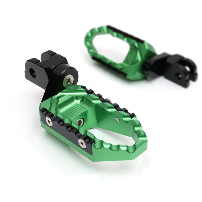 Kawasaki ZX-9R Ninja 650 rear 25mm adjustable TRC touring wide foot pegs by MC Motoparts, rear view showing extended design