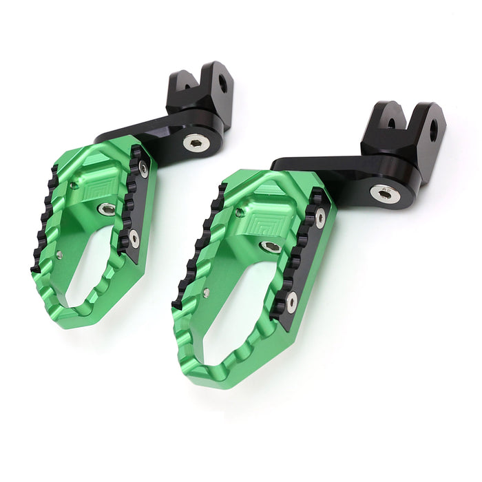 Rear 40mm adjustable touring wide foot pegs for Kawasaki ZX-9R Ninja 650 by MC Motoparts, black extended foot pegs for comfort.