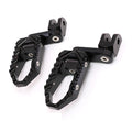 Rear 40mm adjustable touring wide foot pegs for Kawasaki ZX-9R Ninja 650, black MC Motoparts extension foot pegs on motorcycle.