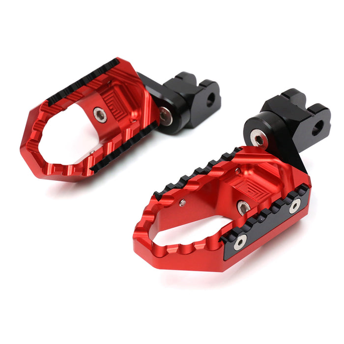 Rear 25mm adjustable touring wide foot pegs for MV Agusta Brutale 675 800, by MC Motoparts, with black finish and extended design.