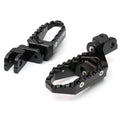 Rear 25mm extension touring foot pegs for Suzuki SV650 and SV1000 by MC Motoparts, showing black metal with mounting hardware