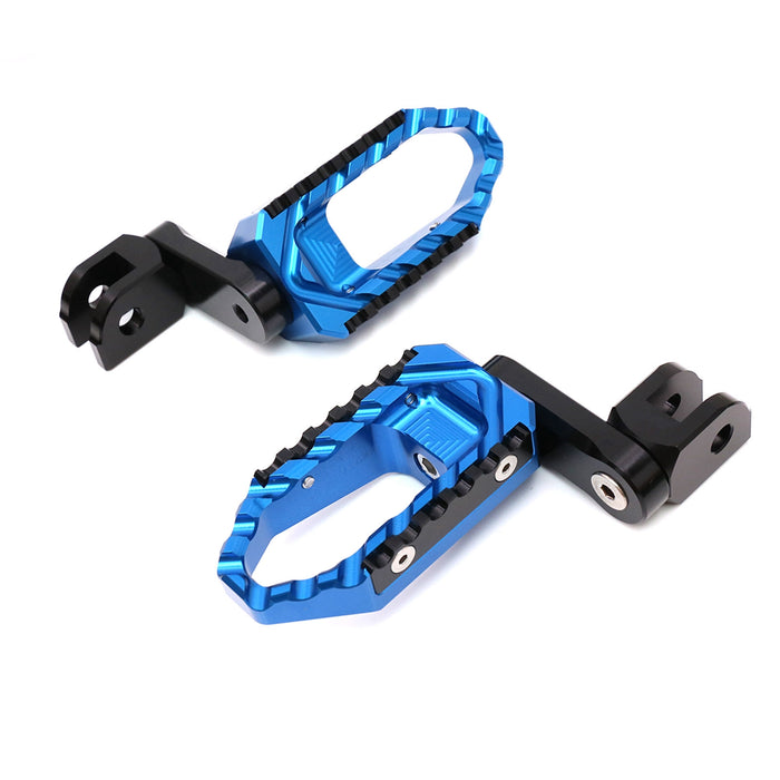 Rear 40mm adjustable touring wide foot pegs for Yamaha MT-09, MT-07, MT-10, made by MC Motoparts, with black finish.