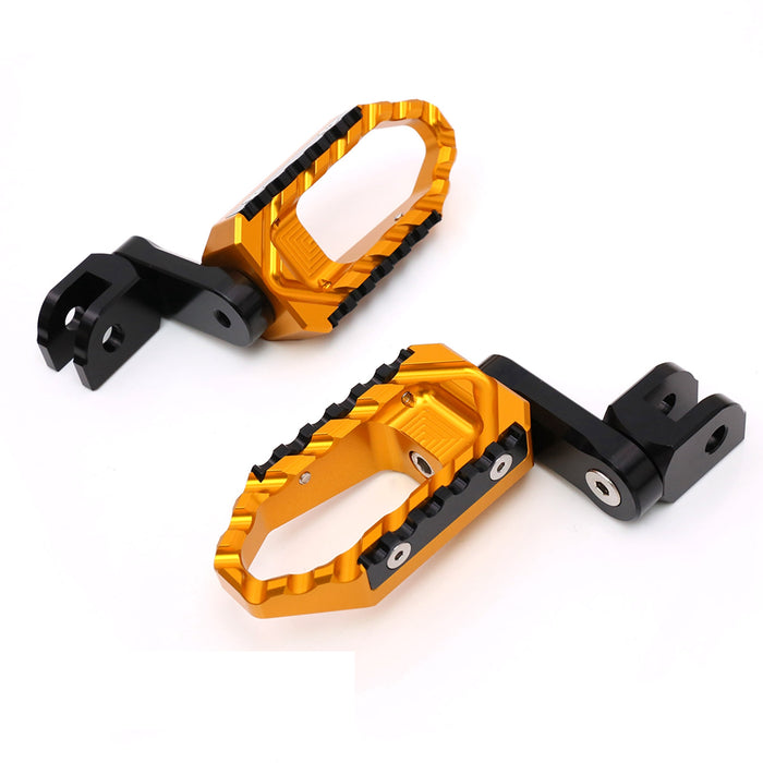 Rear 40mm adjustable touring wide foot pegs for Yamaha MT-09, MT-07, MT-10 by MC Motoparts, featuring extended design and black finish.