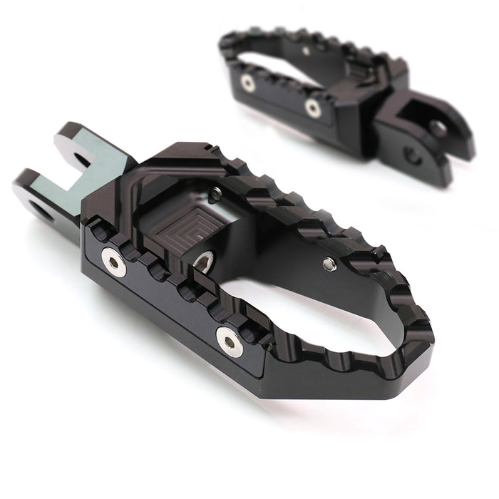 Rear black touring foot pegs for Yamaha XMAX TMAX 530 by MC Motoparts, wide design for enhanced rider comfort.