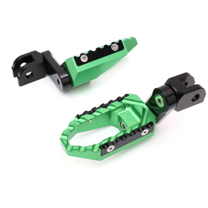 Rear 40mm extension touring foot pegs for Yamaha YZF R6 R3 R1 R25, black MC Motoparts wide foot pegs, suitable for touring and comfort.