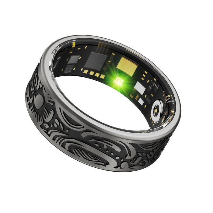 Bague intelligente de style rétro avec fréquence cardiaque et pression artérielle - Camp de Base Farzen