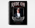 Ride On Brother biker motorcycle funeral guest book template front cover — Canva editable
