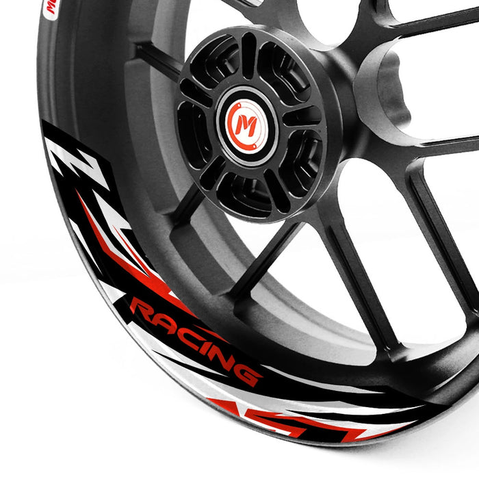 Honda RC125 VFR800F 17-inch front and rear wheel stickers by StickerBao, removable 2-piece rim decals with bold design