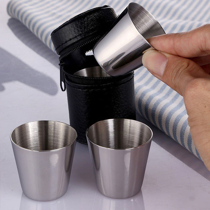 Set 6 Tasses Acier Inoxydable avec Housse Camping - Camp de Base Farzen
