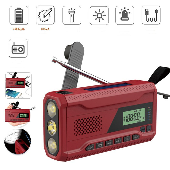 Radio d'Urgence Solaire - Manivelle LED Outdoor Survie - Camp de Base Farzen