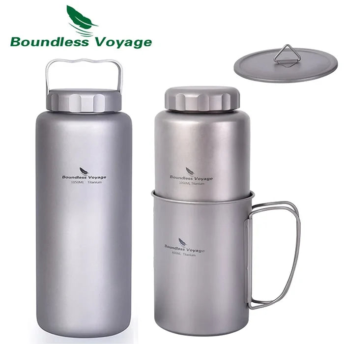 Gourde Titane 1050ml Grande Capacité - Anti-Fuite Expédition Longue Durée - Camp de Base Farzen