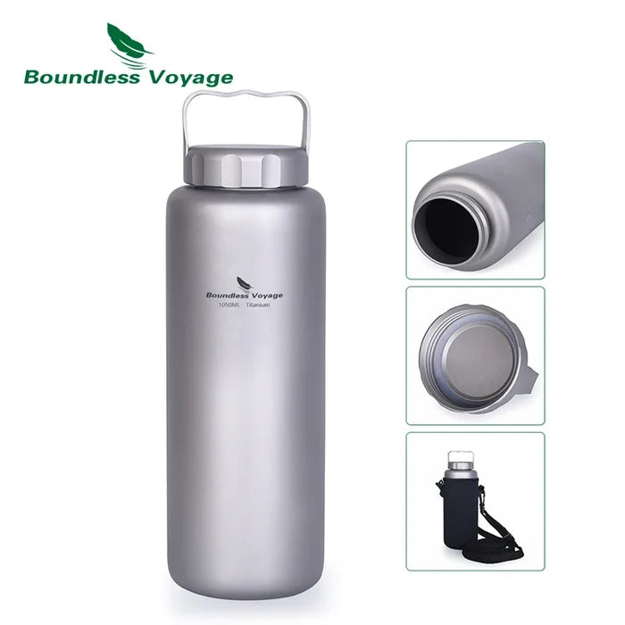 Gourde Titane 1050ml Grande Capacité - Anti-Fuite Expédition Longue Durée - Camp de Base Farzen