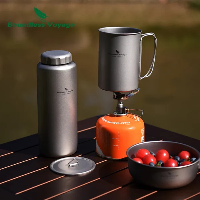 Gourde Titane 1050ml Grande Capacité - Anti-Fuite Expédition Longue Durée - Camp de Base Farzen