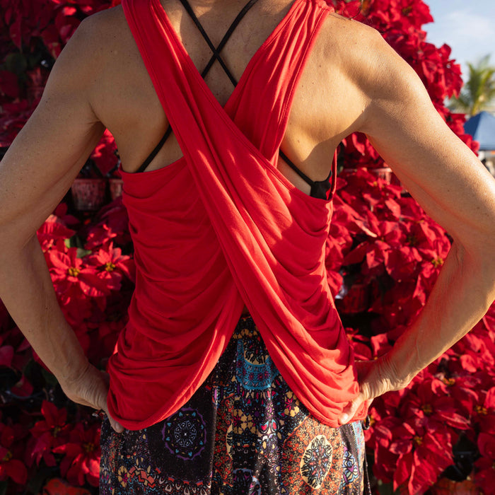 YOGAZ Eco-Friendly Red Modal BOW Tank Top in - YOGAZ
