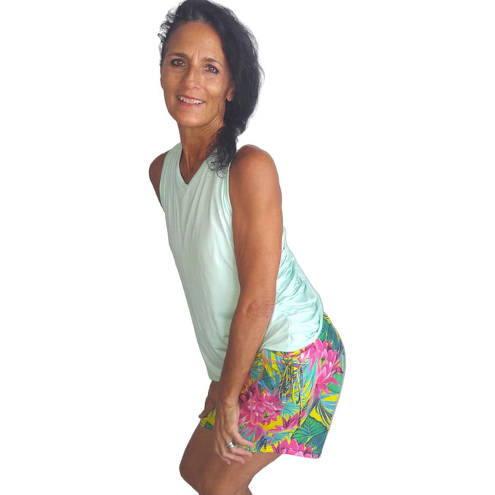 YOGAZ Lotus Flower Blossom Tropical & Colorful Fun Shorts - YOGAZ