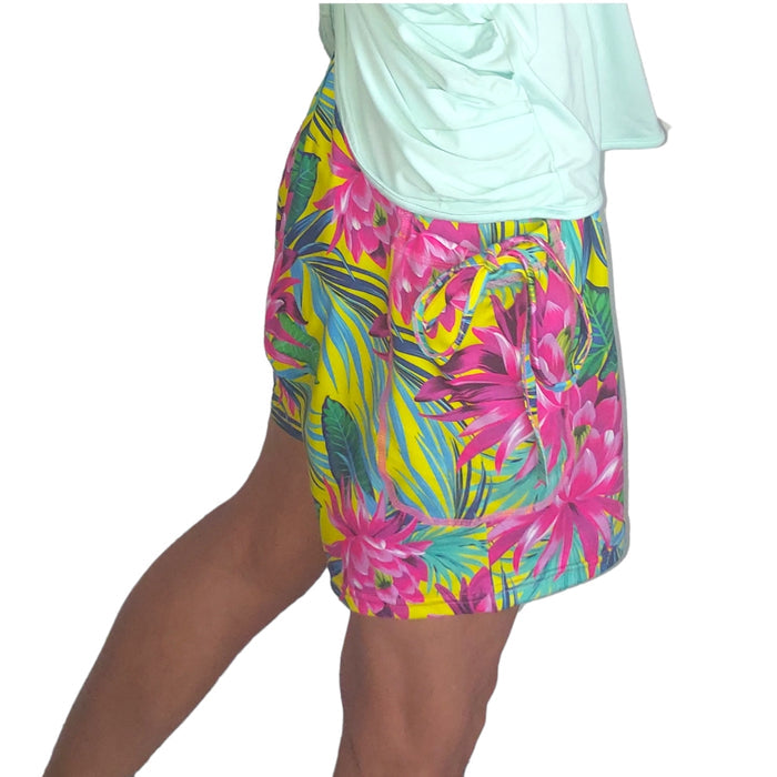 YOGAZ Lotus Flower Blossom Tropical & Colorful Fun Shorts - YOGAZ