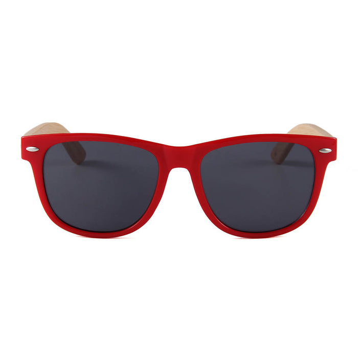 Yogaz Red Rimmed Bamboo Sunglasses - YOGAZ